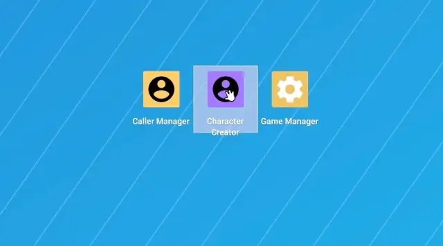 Earlier in-game desktop with Caller Manager and Character Creator shortcuts