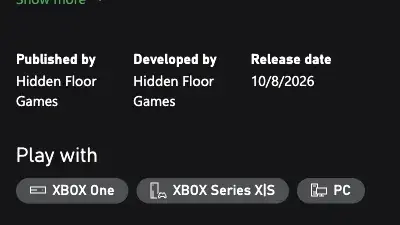 Microsoft product details credit Hidden Floor Games as developer and publisher