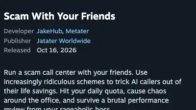 Steam product panel identifies JakeHub and Metater as developers and Jatater Worldwide as publisher